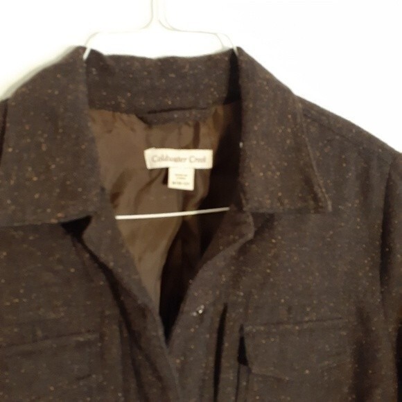 coldwater creek jacket brown wool blend m tweed blazer classic old money minimal - Picture 2 of 9